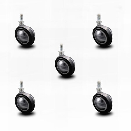 Service Caster 2.25 Inch Bright Chrome Soft Tread Ball Caster - 3/8 Inch Threaded Stem, 5PK SCC-TS01S214-DCR-BC-381634-5